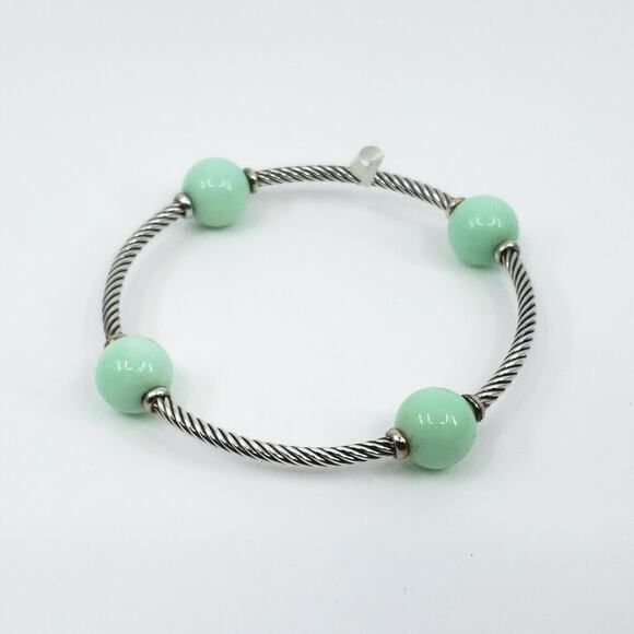 David Yurman SILVER Mustique Four Station Bangle Bracelet  NEW David Yurman SILVER Mustique Four Station Bangle Bracelet Mint Chrysoprase